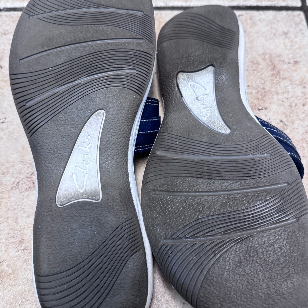 Clarks Cloudsteppers Navy Double-Strap Slide Sand… - image 5